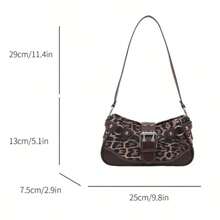 Love Deeply New Fashion Buckle Leopard Print Handbag & Shoulder Bag, Suitable For Parties, Outings, Vacations, Shopping And Daily Use, Can Store Coins, Phones, Also Suitable As A Work Bag For White-Collar, College Students And Office Workers, Elegant Ladies Bag, New Fall Winter Cheetah Print Purse For Women , Leopard Cheetah Print - 棕色 - 查看 6