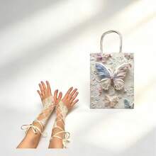 Y2K Aesthetic Lace Criss-Cross Arm Sleeves - Sexy Sheer Mesh Vintage Fingerless Gloves - Millennium JK Style Cosplay Accessories - Sweet Streetwear For Summer (Global) - White - View 20