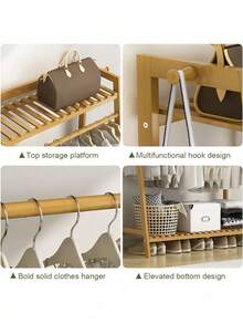 Wooden Clothes Rack | Multi-Shelf Wardrobe Organizer For Bedroom, 2026 - Refresh Your Home - Brown - View 8