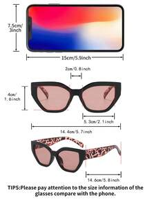 1 Pair Women's Black Cat Eye PC Frame Personalized Contrast Leopard Leg Retro Fashion Fashion Glasses - Black - View 4