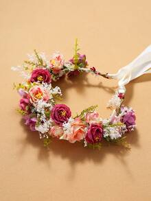 1pc Flower Decorated Hairband, Elegant Hair Accessory For Women's Wedding Or Travel Boho Valentine's Day Accessories - Multicolor - View 10