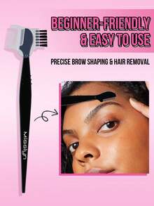 Misslyn眉毛修剪器，锋利，贴合眉形，防滑，便携，新手友好，眼妆，眉毛，眉毛修饰，眉形塑造，3D眼妆，学生，初学者，打造自然眉形 - 黑色 - 查看 3