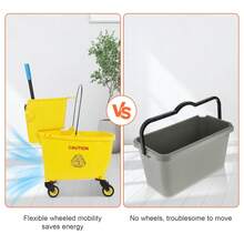 Heavy Duty Mop And Bucket Set35-Quart Commercial Mop Bucket With Wringer & Rollers - Heavy Duty Janitorial Mop Set, Easy-Squeeze Mechanism For Efficient Floor Cleaning In Schools, Offices & Hospitals (Yellow, 1 Bucket + 1 Mop) - A - 查看 6
