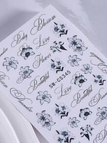 2 miếng dán móng tay hình chữ cái Ink Lily, họa tiết chữ cái trang nhã, tự dính, dụng cụ làm móng DIY dành cho nữ. - màu đen - Xem 7