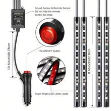 4pc LED Car Interior Light Kit (Foot Installation), 12V Room Connection Line Color Atmosphere Effect Can Be Controlled By APP, With Music Synchronization Effect - Car Party And Festival Outdoor Camping Atmosphere Effect, Suitable For Most Vehicles - 4-in-1 - View 4