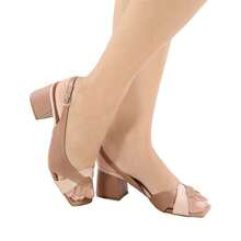 Women's Sandals With Low Block Heel, Elegant Casual - nâu/tự nhiên - Xem 12