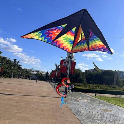 Triangle Kite Spiral Tail, Flame Triangle Kite, Kite Multicolor Color Kite For Outdoor Beach Park Games And Entertainment
