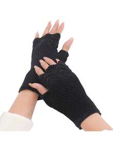 زوج من قفازات النساء بدون أصابع - بطراز الكلية - محبوكة من الأكريليك بنمط حراشف السمك - أكمام ذراع دافئة مرنة - قفازات نصف الأصابع الزخرفية للخارج - 100% أكريليك - لون أحادي - مناسبة للأيام العادية - نفس النمط بألوان متعددة - مشاهدة 28