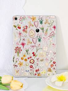 1个TPU软壳，带可爱贴纸图案，兼容iPad Mini1/2/3/Mini4/Mini5/Mini6/Mini7/Air/Air2/9.7/10.2/10.5/Air4/Air5/10.9/Pro 11英寸/第十代/Air 11英寸 (M3) 2025/Pad (A16) 11英寸第十一代 2025、A7/A8，轻薄超薄软壳，卡通/个性化/创意/可爱TPU平板电脑保护套，透明无笔槽 - 彩色 - 查看 2