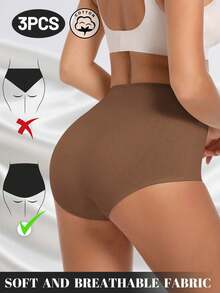 MEIYATING 3pcs Women High Waist Tummy Control Comfortable Letter Print Cotton Panties - Multicolor - View 3