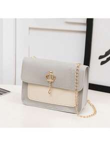 1pc Girls' Crown Chain Small Square Crossbody Bag, Waterproof Durable Lightweight Shoulder Bag, Ideal Gift Choice - Multicolor - View 13