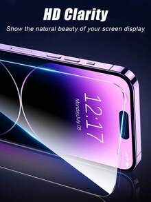 2pcs, Compatible With IPhone 17 Pro Max/17 Air/16 Pro Max/16E/16 Plus/15 Pro Max/14/13/12/11 Pro Max/X/XR/XS Max And Other Series, Anti-Fingerprint, 9H Hardness, Shock-Proof And Drop-Proof, Perfect Fit, Compatible With Phone Cases, High Light Transmittance, Optical-Grade High Definition, Anti-Glare Coating, Fully Protect Your Phone, Shock-Proof Protective Case, Smooth Surface, Minimalist Protection, Strong Adhesive, Durable Glass, For Smartphone Users, Tech Enthusiasts - Clear - View 4