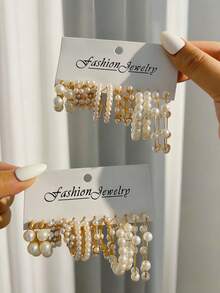 24/12 طقم أقراط لؤلؤية للنساء، أقراط لؤلؤية بسيطة، أقراط حلقية معدنية أنيقة عتيقة متعددة العناصر مزينة بالؤلؤ الاصطناعي، مناسبة للعطلات والحفلات والمواعيد والتنقل اليومي، أقراط متعددة الاستخدامات، هدية عيد الحب والذكرى السنوية للسيدات - ذهبي أصفر - مشاهدة 2