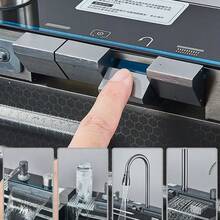 Fregadero de cocina con pantalla digital de temperatura, fregadero de cocina de acero inoxidable con recubrimiento nano, grifo abatible con 4 modos de agua, lavavajillas y dispensador de jabón, fregadero grande de un solo seno - Gris Oscuro - Ver 5