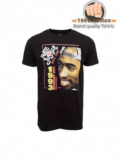 Men's  1993 LA South Central Vintage Graphic T-Shirt - -Inspired Retro Hip-Hop Tee, 200g Heavyweight Comfort Fit Round Neck Short Sleeve Casual Streetwear, Birthday Party Outfit & Fan Gift For Rap Fans, Machine Washable, Regular Fit With Straight Hem, Geometric Print, All-Season Wear, Relaxed Fit For Everyday & Festivals