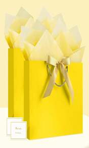 JMANNI Gift Bag, 1PCS Gift Bags Large With Ribbon And 1 Greeting Cards 2 Tissue Paper, Portable Paper Gift Bag With Handles, Birthday Gift Bags,Present Bags For Wedding Party Mothers Day - Màu sắcX - Xem 8