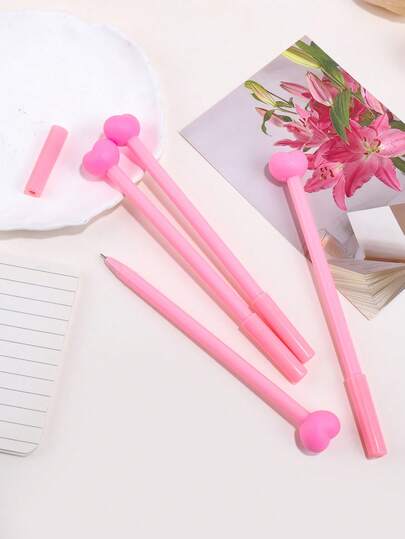 Heart Shaped Gel Pens - 4 Packs Cute Love Design Ballpoint Pens, Fine Point Smooth Writing Ink Pens For Office School Supplies, Desk Accessories Stationery, Unique Gifts For Girl Friends Coworkers (Pink)