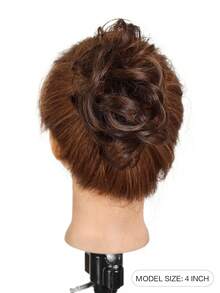 Synthetic Messy Bun Hair Piece Claw Clip Ponytail Extensions Scrunchie-Style Lazy Flower Bud Bun Chignon Wavy Curly Ponytail - Multicolor - View 2