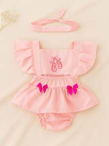 Romper Mesversário + Faixa de Cabelo Bailarina - Rosa Bebê - Visão 4