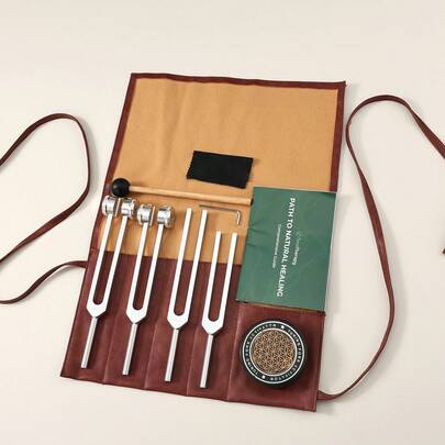 4 قطع مجموعة شوكة ضبط من سبيكة الألومنيوم (136.1 هرتز ، 128 هرتز ، 384 هرتز ، 256 هرتز) مع مطرقة خشبية ، قماش تنظيف ، منشط ، ضابط ، علبة جلدية فاخرة ، للممارسة اليوغا والتأمل ، أفضل هدية للنساء