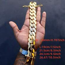 20mm 316L Stainless Steel Miami Curb Chain Nekclace Or Bracelet  For Men Jewelry Cuban Link Chain Necklaces For Men Gold Chain Cuban Link Chain Women Baddies Chain Accessories Suitable As Valentine's Day Gift, For Party And Daily Wear Auspicious New Year Gifts - 20毫米(0.78吋) - 查看 16