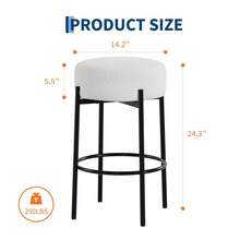 CuisinSmart Bar Stools Set Of 2, 24" Counter Height Backless Bar Stools With Boucle Sherpa Seat And Footrest, Modern Kitchen Island Stools For Counter, Dining, Bar - White - View 4