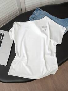 Off-Shoulder Ruched Cropped Camisole Top, Stylish Design, Slim Fit, Flattering For Summer - White - View 7