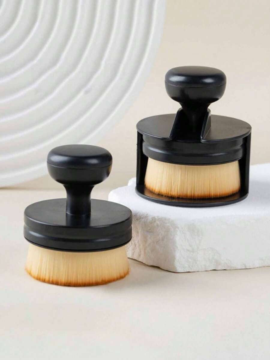 1pc Stamp Powder Brush, Stamp Brush, Foundation Brush, Concealer Brush, Flat Top Seamless Makeup Brush, Suitable For Beginners, Multi-Functional Nail Art Powder Brush, Soft Hair Tire Brush, Car Cleaning Brush - Multicolor - View 1