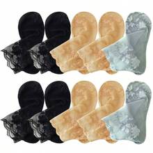 女士蕾丝花边透明隐形夏季薄款防滑短踝低帮船袜 - 彩色 - 查看 8