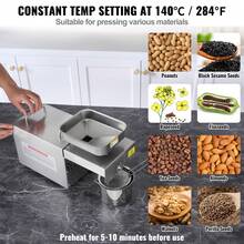 Electric Oil Press Machine, 700W Stainless Steel Oil Extractor Machine, 140℃ / 284℉ Constant Temperature, Hot Press Oil Expeller For Pressing Peanuts, Sesame Seeds, Rapeseed, Tea Seeds - Silver - View 3