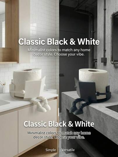 Movable Jointed Toilet Paper Holder - Practical & Artistic Design, Non-Slip Base/Easy Installation/Space-Saving, Suitable For Home/Guest, Bathroom/Office/Restroom, Valentine's Day/Spring, Housewarming/Gag Gift, Modern & Innovative (Bathroom Storage/Fun Bathroom Accessory/Toilet Paper Holder/Unique Home Gift/Bathroom Storage Solution/Valentine's Day Gift Idea)