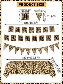 Suministros de fiesta con estampado de leopardo, pancarta de feliz cumpleaños con estampado de leopardo, mantel con estampado de leopardo, adecuado para fiesta salvaje, decoración de fiesta de cumpleaños, despedida de soltera, fiesta de inauguración de la casa, decoraciones para interiores y exteriores - Multicolor - Ver 3