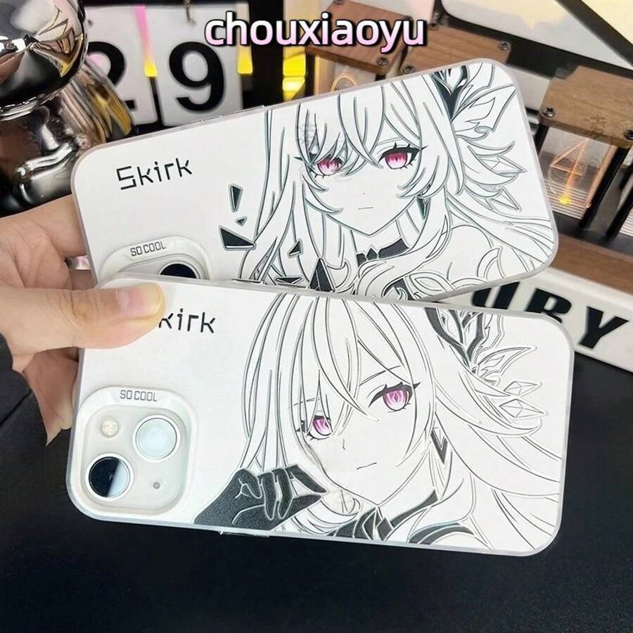 Funda compatible con entrega local de 24 horas para línea de teléfonos Apple 17, 22-25 Galaxy, diseño de arte lineal de Kirk, adecuada para iPhone 16 Pro Max, 15, 14, 13, 12, 11, XS, 7P/8P, acabado mate en color plata - Negro - Ver 1