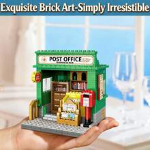 1889pcs Inspiration Bookstore Building Blocks Assembly Ornament, Vintage Post Office Toy Model Decor, Birthday Gift New Style, Teen Leisure Toy, Adult Home Decor, Holiday Gift - Multicolor - View 7