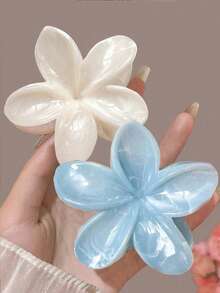 3/2/1pc Large Acrylic Ombre Flower Hair Claw Clips, Simple & Elegant Design, Suitable For Updo, Casual Or Travel Wear,Flower Claw - Multicolor - View 12