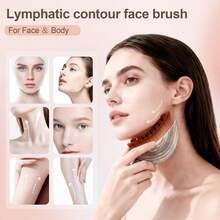 1pc Lymphatic Texture Face Gua Sha Brush, Dry Brushing Massager Helps Contour And Jawline Shaping - Ergonomic Design Precisely Fits Skin And Relieves Fatigue, Made Of Durable And Soft Natural Bristles, Hypoallergenic Ergonomic Face Cleansing Brush - Multicolor - View 4