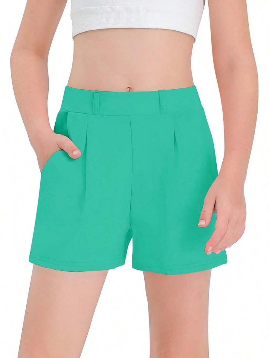 High Waisted Shorts With Pockets For Teen Girls - Casual School Uniform Shorts, Comfortable Fit