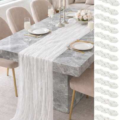 1 pièce/Ensemble de 5 pièces Chemin de table/Nappe transparente blanche, convient pour la décoration de table de salle de banquet de mariage, anniversaire, mariage, fête de famille, décoration de table DIY, tulle de mariage, décoration de la maison, décoration de fête de naissance, décoration de dossier de chaise en tulle, tulle blanc, décoration du Nouvel An 2026, chemin de table du Nouvel An