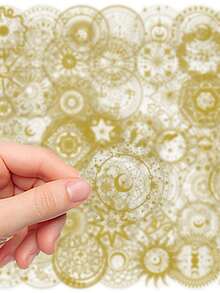 50pcs Magic Moon & Sun Foil Stickers Elegant Aesthetic Art For Journal, Phone Case, Water Bottle, Tablet, Luggage, Waterproof Decals - Multicolor - View 5