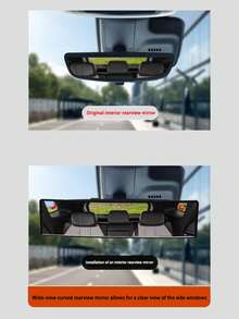 Wide Angle Oblong Rear View Mirror - Crystal Clear Flat Lens With Universal Fit, Easy Front Placement Installation, ABS Material, And Enhanced Driving Safety - A - View 9