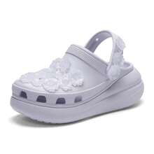 Crocs Dép bít mũi rỗng nhẹ, kiểu dáng cổ điển với họa tiết hoa, thích hợp cho cả nam và nữ, thoải mái khi sử dụng hàng ngày, ngoài trời, thể thao và dạo chơi. - Sương giá tím - Xem 3