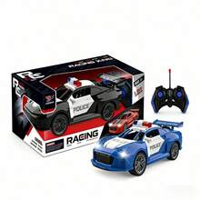 1:20 Coche de policía a escala con control remoto, luces, cinco canales, plástico negro y azul para jugar al aire libre,juguete de coche de policía,juguete coche de policía,juguetes de coche de policía para niños 3-5 - color aleatorio - Ver 6