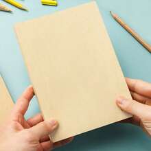1本高品质复古牛皮纸笔记本 - 184张/368页，空白素描本，极简风格，时尚日记本，学生笔记本 - 空白的 - 查看 2