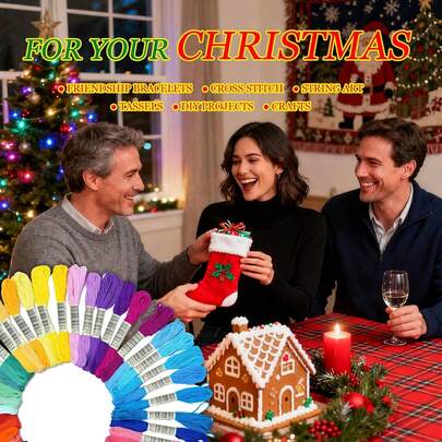 15/24/36/45/50/100/150/200 Stücke modische Regenbogenfarben Stickgarn Kreuzstich Stickerei Baumwollgarn Armband Garn, Bastelgarn (zufällige Farben)