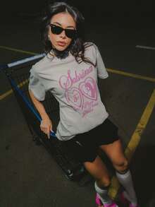 Oversized Streetwear Unisex T-Shirt  Style Premium Cotton Music Festival Please - 奶油色 - 查看 1