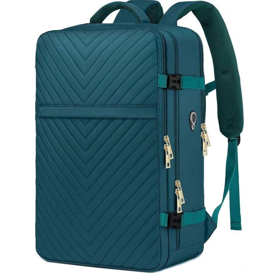 Large Carry On Travel Backpack - Flight Approved Waterproof Luggage Suitcase Backpacks Personal Item Size For Women Men Fit 17 Inch Laptop College Overnight Bag Anti-Theft Weekender Daypack Blue - 05-孔雀藍 - 查看 1