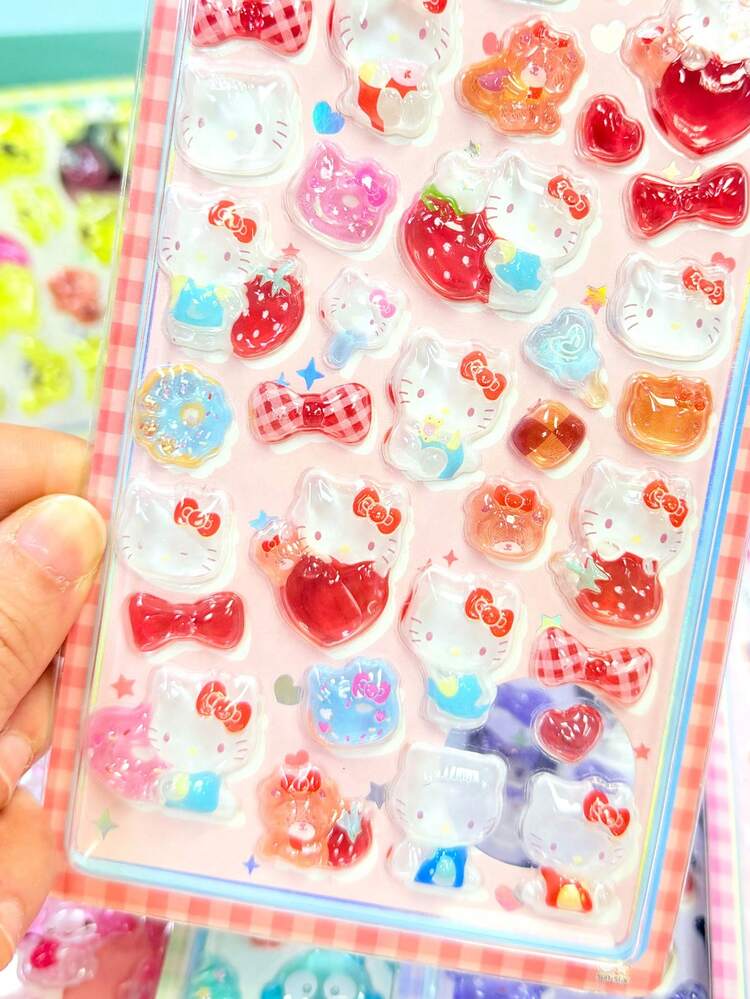 Cartoon Kawaii Melody Anime Stickers, Cute 3D DIY Handmade Phone Decoration, Kids Arts & Crafts Stickers/Decals, Random Color Style Assortment - Multicolor - View 8