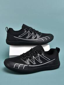 1 Pair Men's Thin Sole Casual Barefoot Sneakers, Soft Bottom, Soft Surface, Breathable, Lightweight, Barefoot Shoes - Black - View 8