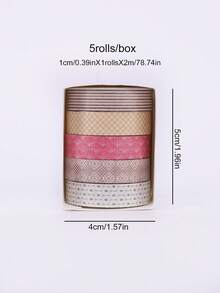 5 Rolls/Box Qian Qian Series Washi Tape, Suitable For Diaries, Bullet Journals, Notebooks, Planners, Page Dividers, Masking, DIY Crafts, School & Office Supplies. Ideal Gifts For Valentine's Day, Thanksgiving, St. Nicholas Day, Epiphany, Birthdays, And Back To School Season. - JD331-05-08 - View 9