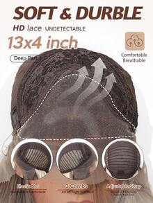 Platinum Blonde Ombre 13*4 Lace Wig Long Wavy Natural Looking 26 Inch Fluffy Curly Synthetic Lace Front Wig Perfect For Date Daily Wear & Special Occasions - Multicolor - View 6